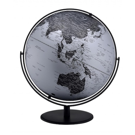Palacedesigns 21 in. Modern Polyresin Globe, Black & Silver PA3662828